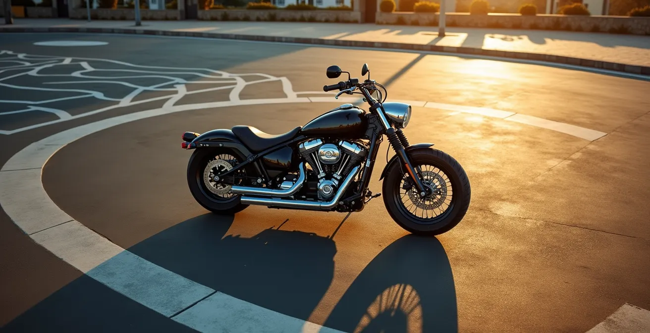 Técnica de trazada en rotonda con moto custom baja