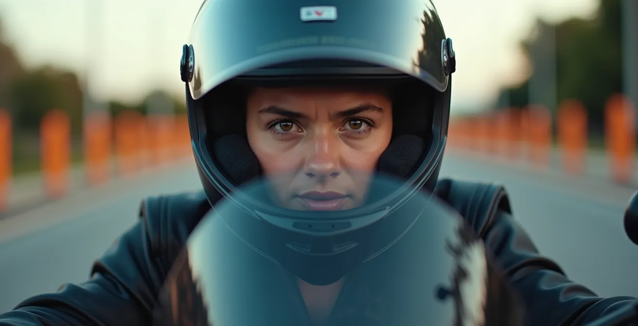 Motorista usando referencias visuales en autovía para calcular distancia